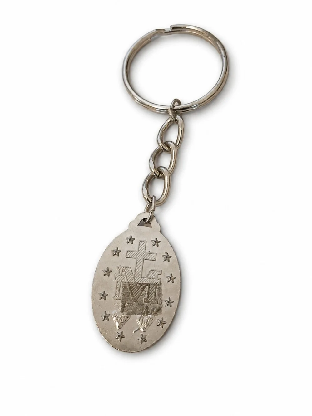 Silver Medal Keychain  - Virgin Mary Pendant